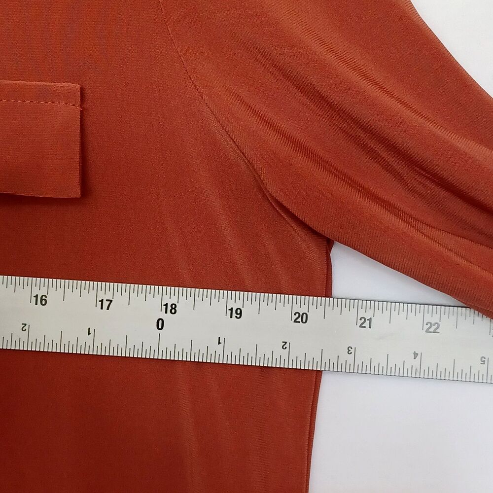 Perseption Concept Women's XL Solid Dust Orange Pullover Roll Tab Blouse - Picture 7 of 11